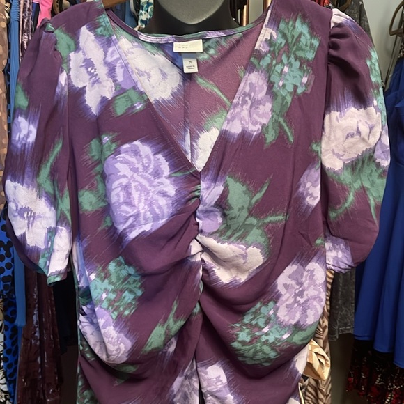 NWOT Crepe Short Sleeve Floral Midi Dress - Sz M - Picture 5 of 9